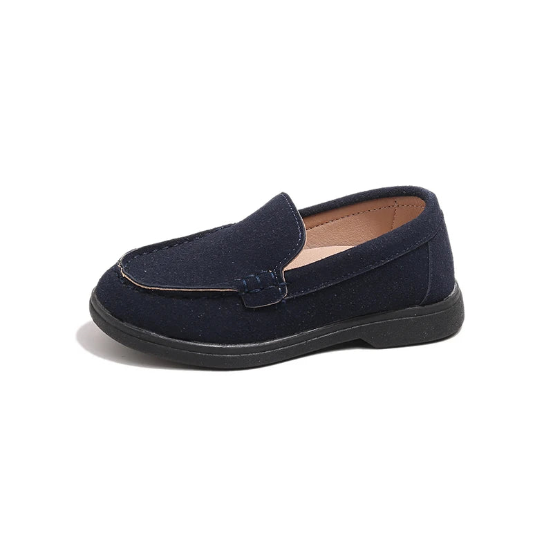 Spring Kids Loafers Suede Minimalist Trendy Unisex Boys Girls Leather Shoes Versatile Slip-resistant Solid Color Children Shoe