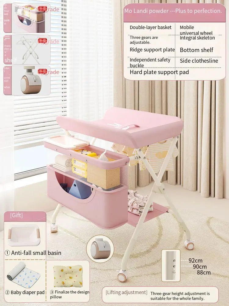 Diaper-Changing Table Baby Care Desk Multifunctional Foldable Massage Touch Newborn Baby Bath Bed Change Diaper-Changing Table