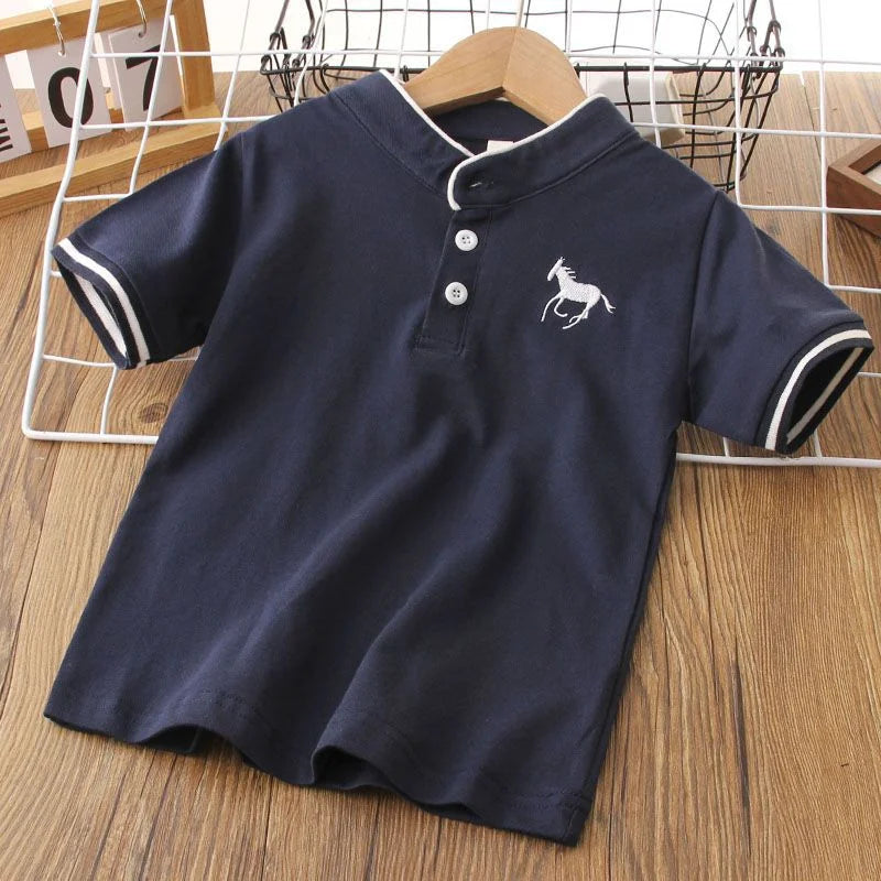 Children's & boys summer short sleeved cotton Polo Shirts T-shirt for preschool boys school outdoor top for children's clothing