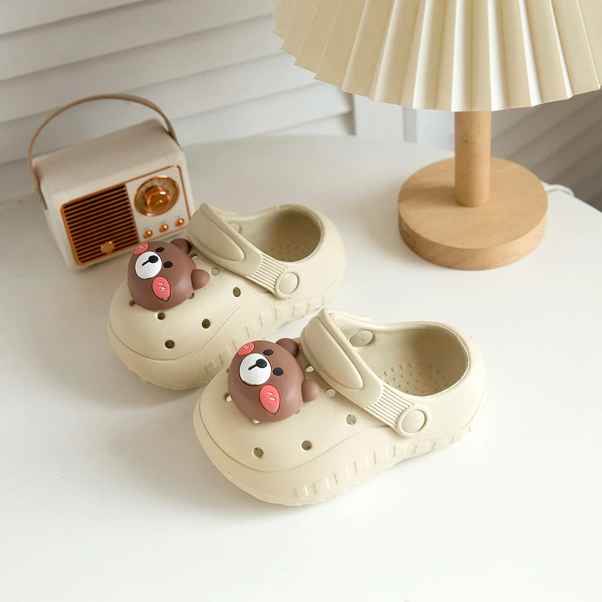 Cute three-dimensional animal children's slippers, soft soled toe caps, vacation shoes, beach shoes for indoor and outdoor wear
