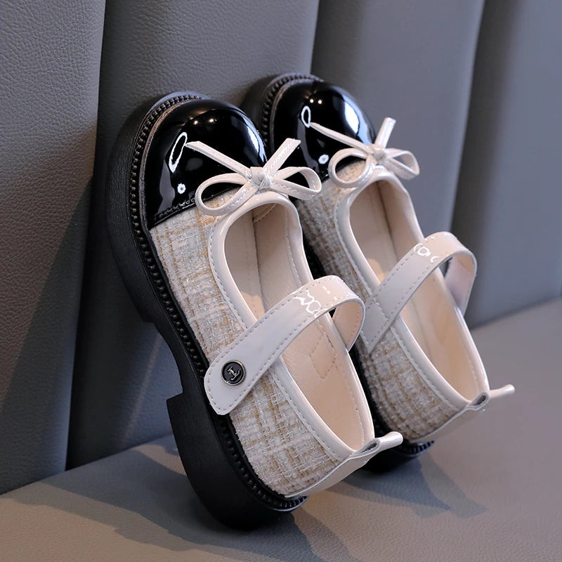 Spring and Autumn Children's Shoes with Bow Versatile Girls Fashion Mary Jane Shoes Casual Patchwork Children's Princess Shoes