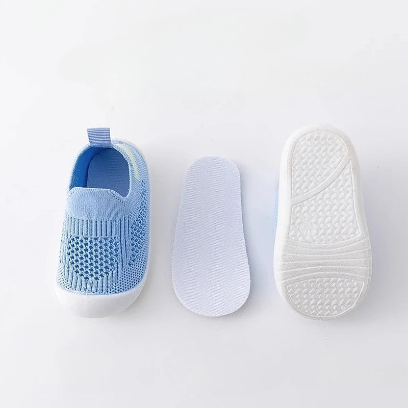 Spring Summer Toddler Shoes Breathable Knitted Kids Sneakers Boys Slip-on Tennis Shoes Girls Soft Non-slip School Casual Shoes