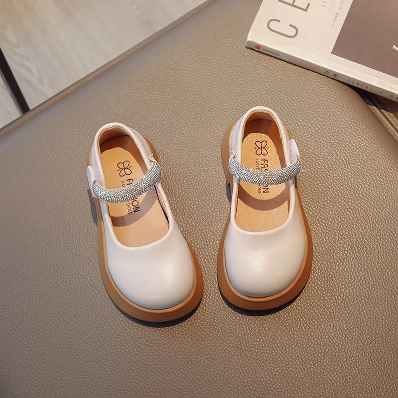 Girls' Princess Shoes Autumn New Children's Soft Sole Fashion Rhinestone Leather Shoes School Party Wedding Kids Shoes J122
