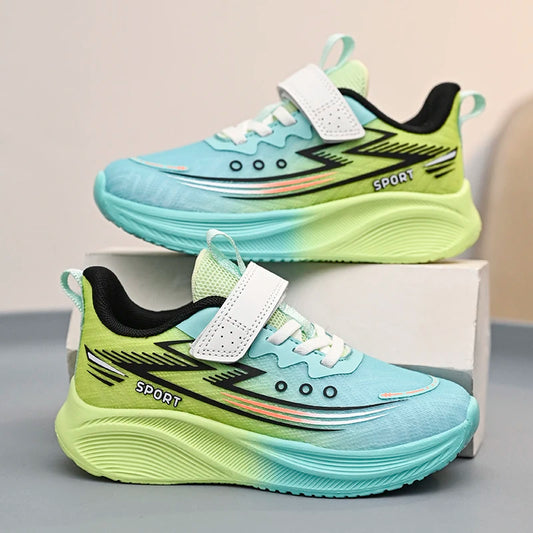 New boys' shoes Young men's flying woven breathable running shoes CuHK children's lightweight soft soled student sports shoes