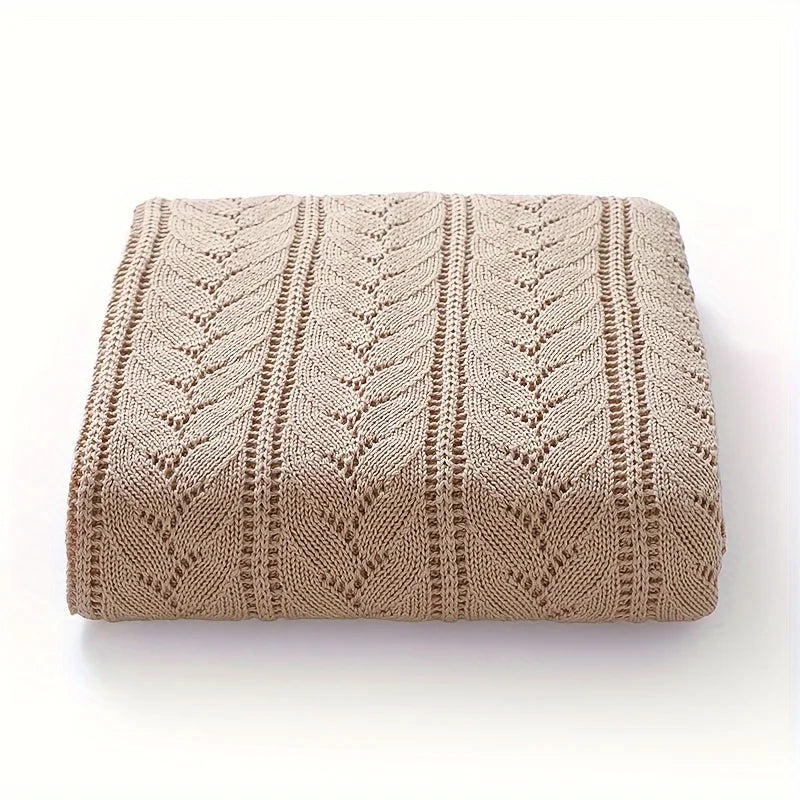 Soft Water Blue Pink Baby Blanket Pure Cotton Knitted Newborn Throw Solid Color Breathable Swaddle Blanket for Boys Girls Outing