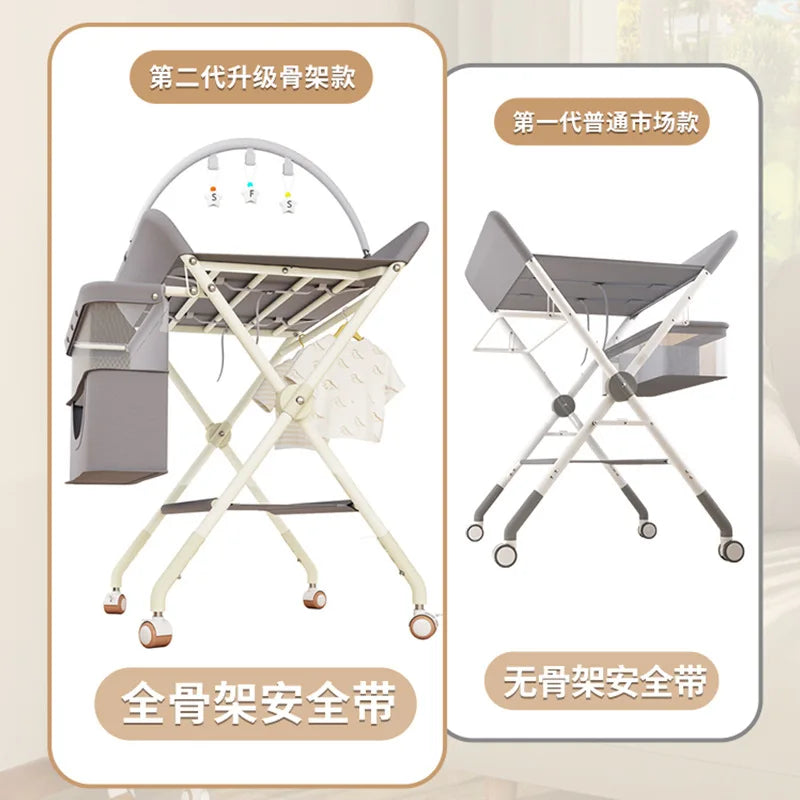 Diaper-Changing Table Baby Care Desk Multifunctional Foldable Massage Touch Newborn Baby Bath Bed Change Diaper-Changing Table