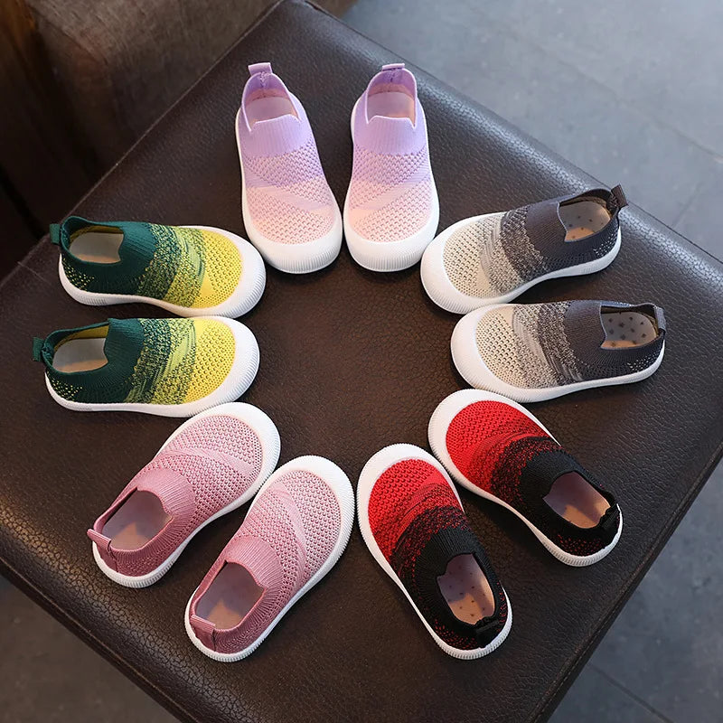 Size 20-31 Children Shoes Spring Autumn Kids Sneakers Soft Breathable Mesh Boys Slip-on Shoes Patchwork Color Girls Shoes