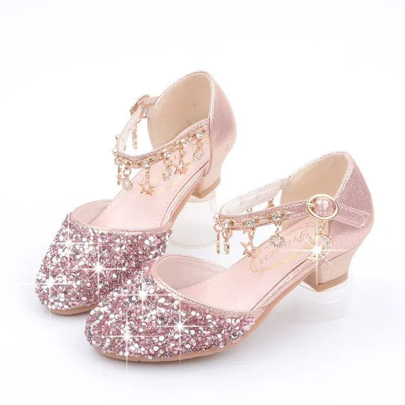 Sequin Girls' Shoes Due To Childhood Glitter Shiny High Heels Shoes for Kids Girls Sparkly Children's Princess Girl Shoe Heeled