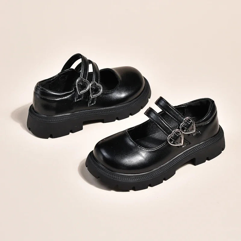 Girls' Leather Mary Jane Shoes – Glossy & Matte Dress Shoes for Parties, Weddings, and Performances – Princess Style for Big Kids