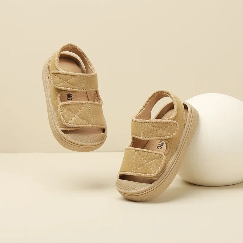 12-16cm Brand Girl's Summer Soft Closed-Toe Sandals,Solid Outdoor Casual Sandals For 0-3years Toddler Boys,Baby Beach Sandals