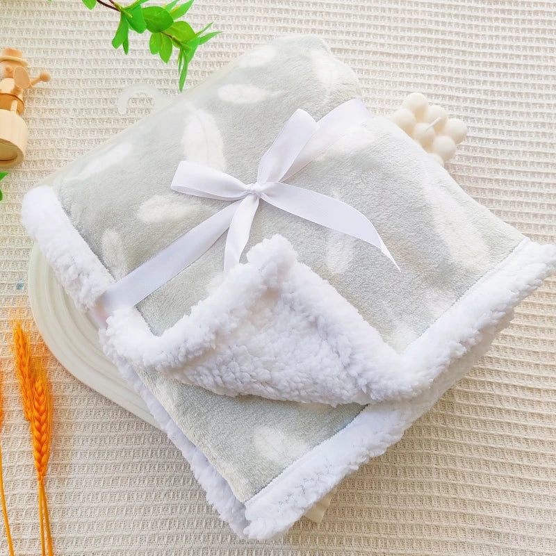 Baby Blankets New Thicken Double Layer Coral Fleece Infant Swaddle Bebe Envelope Wrap Owl Printed Newborn Baby Bedding Blanket