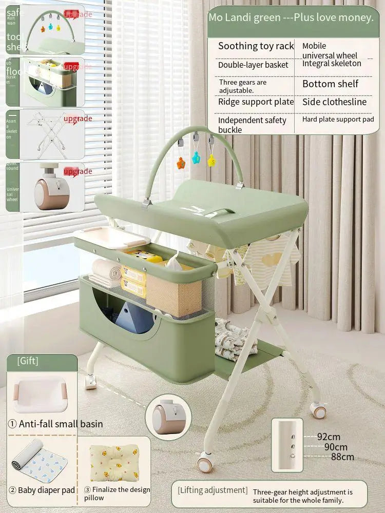 Diaper-Changing Table Baby Care Desk Multifunctional Foldable Massage Touch Newborn Baby Bath Bed Change Diaper-Changing Table