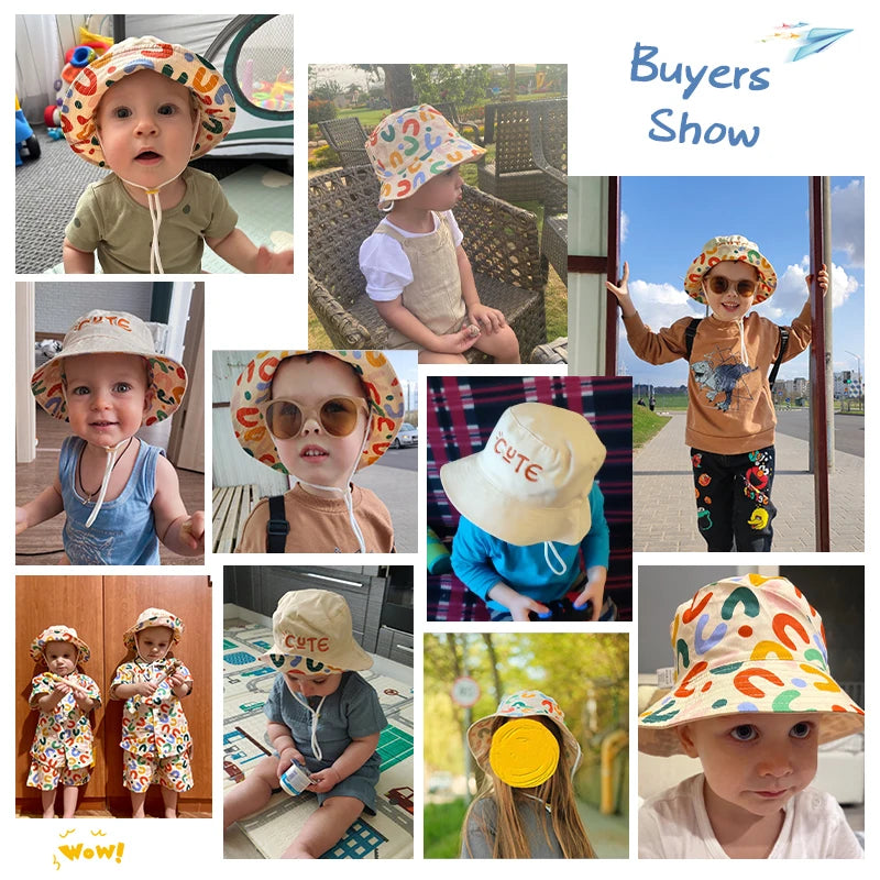 Cute Embroidered Baby Bucket Cap Double Sided Print Kids Panama Sun Hat Summer Children Boy Girl Fisherman Caps Gorras кепка 모자