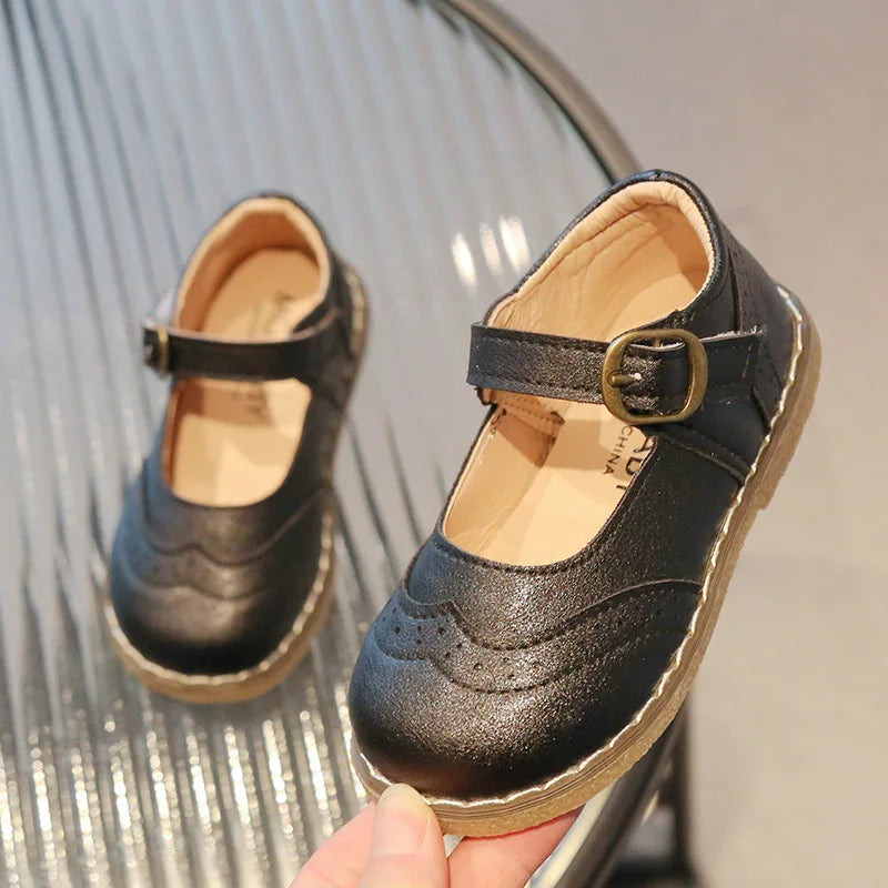 2024 Spring Autumn Kids Soft Leather Shoes For Girl School Party Buckle Strap Girls Shoes
