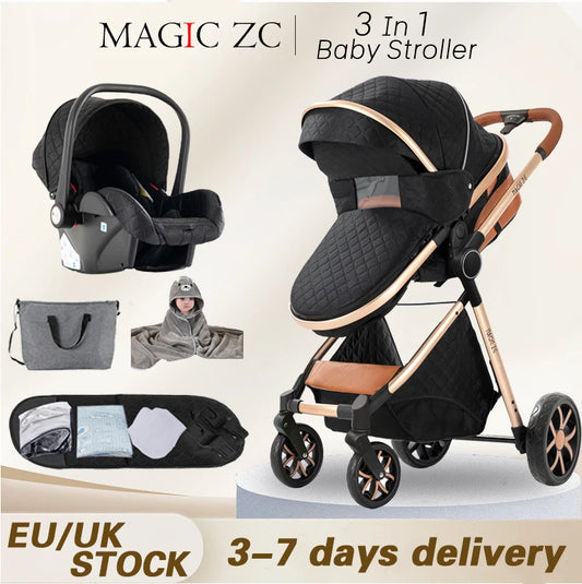 Baby Stroller 3 in 1 Four-wheel stroller Newborn Baby Car Portable Multifunctional Foldable Babies Carriage Cart Pram Mother-kid