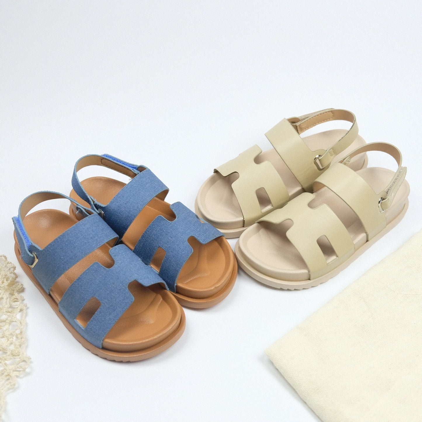 Kids Sandals For Girls Summer Casual Sandals Children Beach Shoes Open Toes Flat Non-slip Velcro Straps