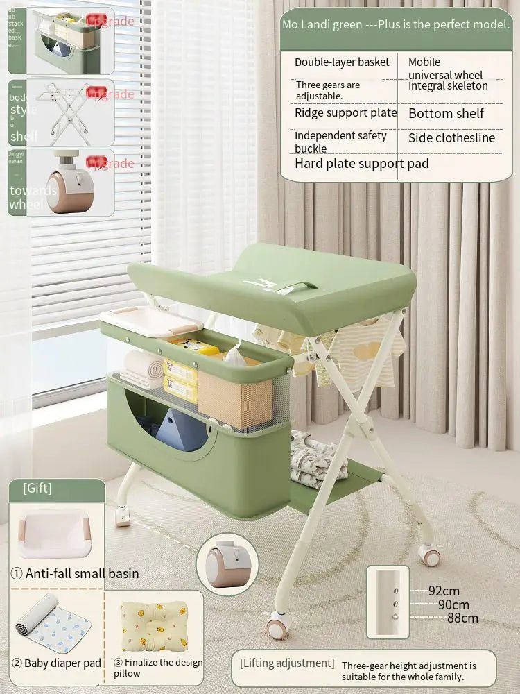Diaper-Changing Table Baby Care Desk Multifunctional Foldable Massage Touch Newborn Baby Bath Bed Change Diaper-Changing Table