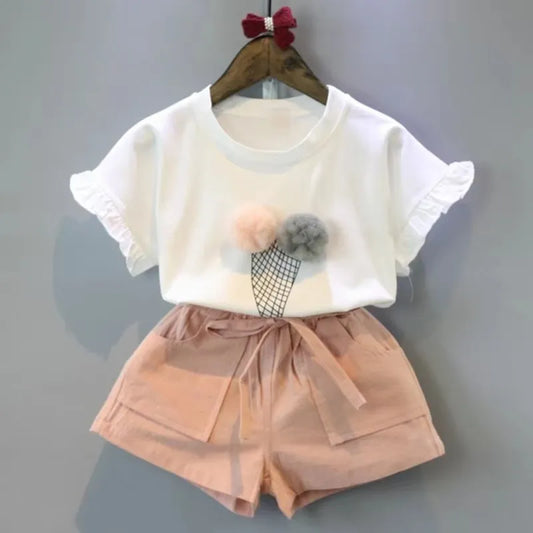 Bear Leader Girls Clothing Sets 2022 Summer Kids Clothes Floral Chiffon Halter+Embroidered Shorts Straw Children Clothing