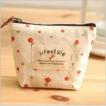 Women Canvas Coin Purse Card Key Mini Purses Pouch Girl Kids Children Cute Small Zipper Coin Purse Card Holder Wallet Bag Case