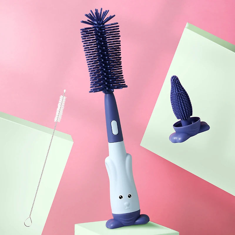 Baby Bottle Brush 360 Degree Baby Silicone Cup Bottle Cleaning Brushes Set andheld Soft Head Food Grade Brushes