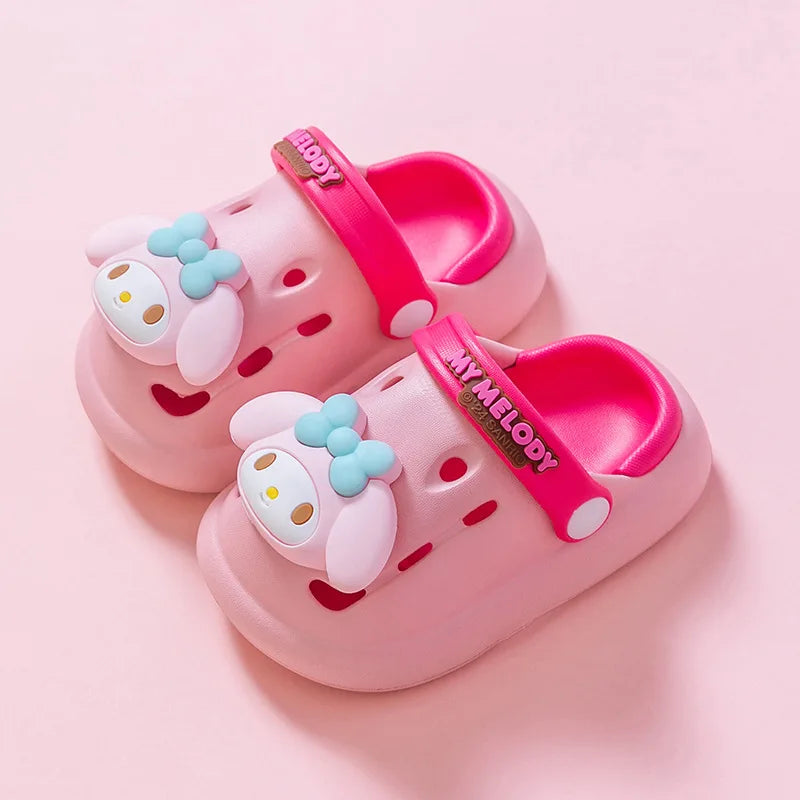 Sanrio Kids' Garden Shoes Girls Non-Slip Indoor Slippers Soft Bottom Breathable Deodorant Cute Cartoon Bow-top Sandals