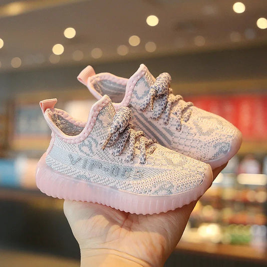 Boys Girls Cool Colorful Unique Fashion Non Slip Round Toe Outdoor Sport Soft Sole Shoes Children's Woven Mesh Breathable Casual