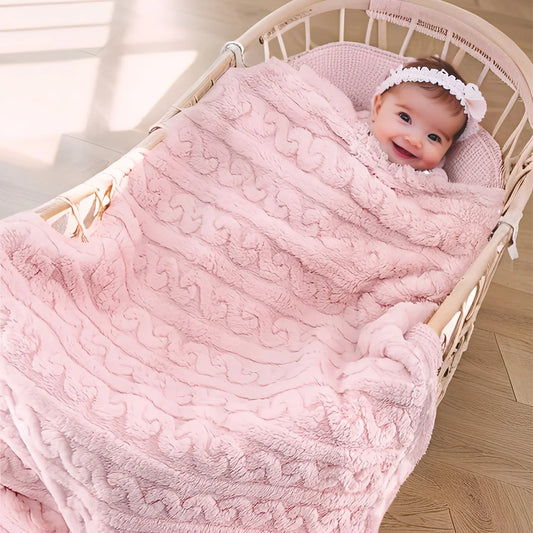 1pc Double-sided 3D Textured Baby Blanket Quick Warm Super Soft Thickened Absorbent Baby Nap Travel Blanket Newborn Soft  Model