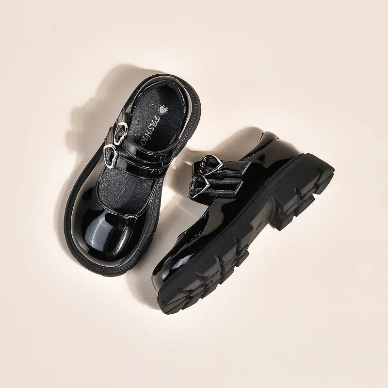 Girls' Leather Mary Jane Shoes – Glossy & Matte Dress Shoes for Parties, Weddings, and Performances – Princess Style for Big Kids