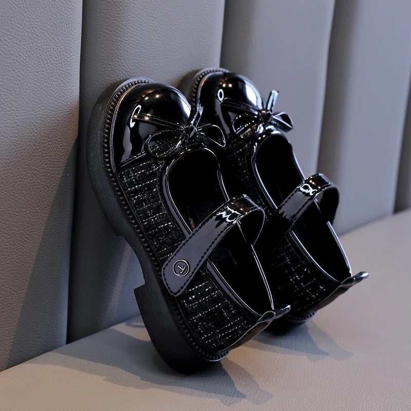Spring and Autumn Children's Shoes with Bow Versatile Girls Fashion Mary Jane Shoes Casual Patchwork Children's Princess Shoes