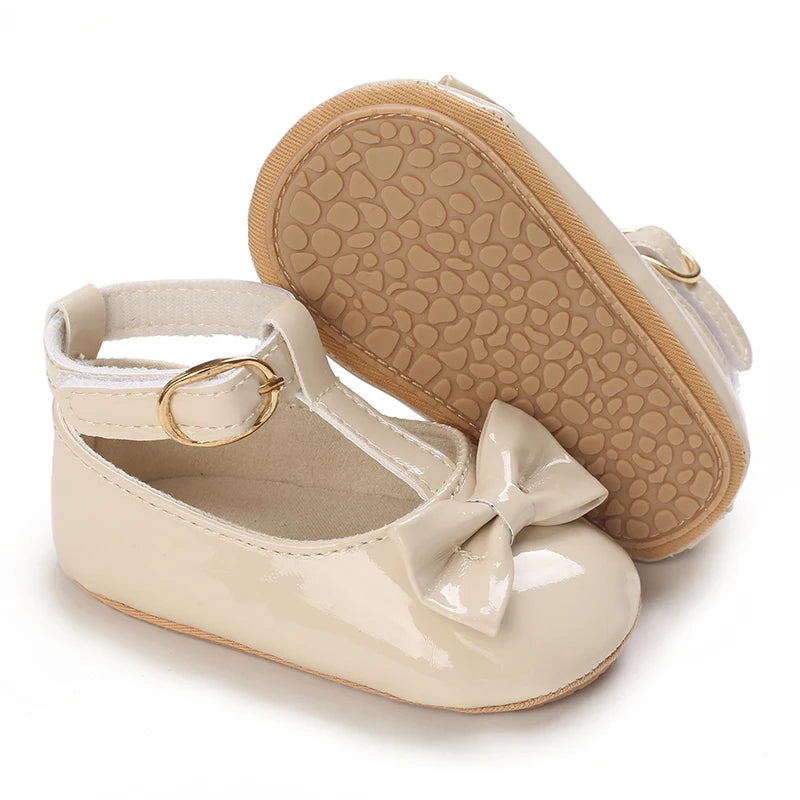 Spring and Autumn Baby Shoes Fashionable Classic Girl Baby Sweet PU Princess Shoes Rubber Sole Anti slip Walking Shoes