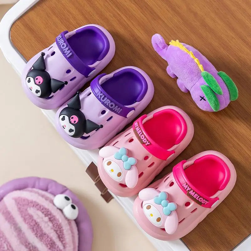 Sanrio Kids' Garden Shoes Girls Non-Slip Indoor Slippers Soft Bottom Breathable Deodorant Cute Cartoon Bow-top Sandals