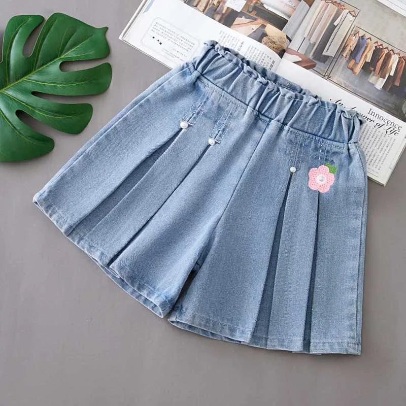 1PCS Girls Shorts Kids Denim Pants Casual Jeans Children Cartoon Printed Clothing Teenagers Short Trousers Kids Infant Gifts