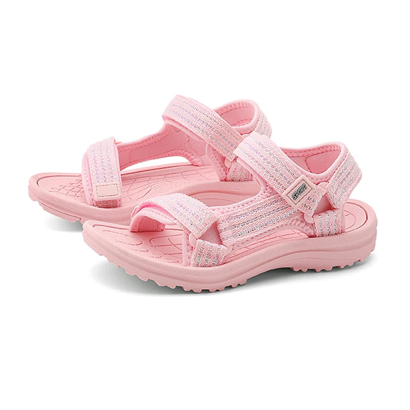 Cute Pink Kids' Girls Sport Sandals Open-Toe Non Slip Walking Shoes for Children Boys Outdoor Beach Sandals Summer Breathable