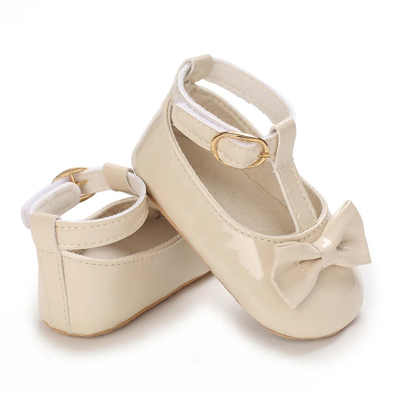 Spring and Autumn Baby Shoes Fashionable Classic Girl Baby Sweet PU Princess Shoes Rubber Sole Anti slip Walking Shoes