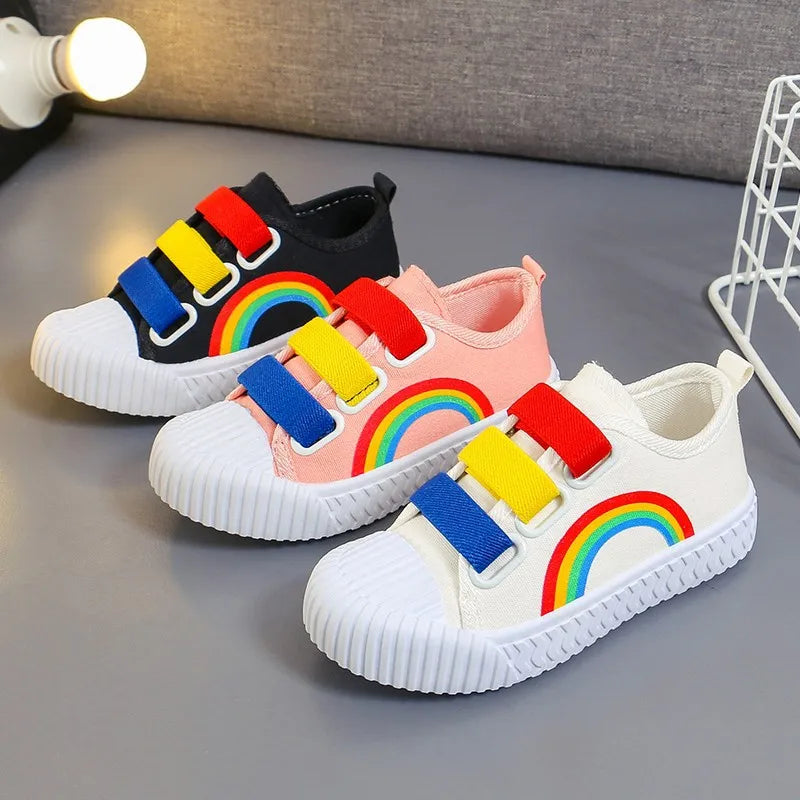 2024 New Boys and Girls Canvas Fashion Hook Children's Casual Shoes Soft Bottom Toddler Walking Shoes Anti-slip School Shoes
