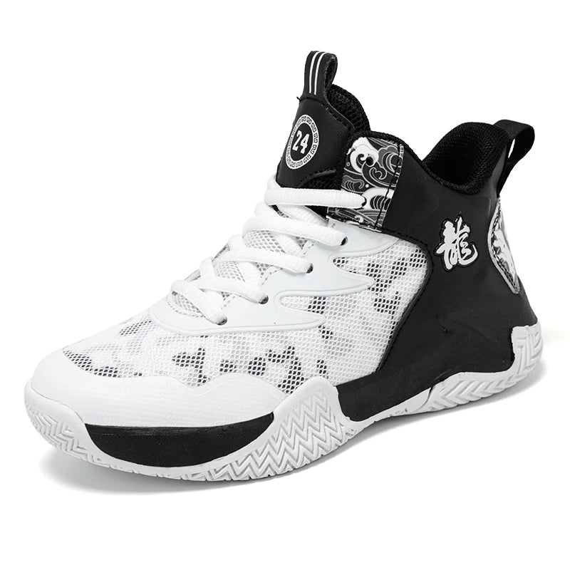 Children's basketball shoes Boys' sports shoes 2024 new breathable combat large children's rotary button sports shoes