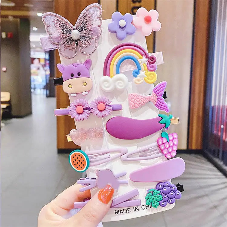 1 Set Children Cute Cartoon Flower Fruit Rubber Bands Hairpins Girls Lovely Hair Clips Kids Hair Bands Hair Accessories Gift