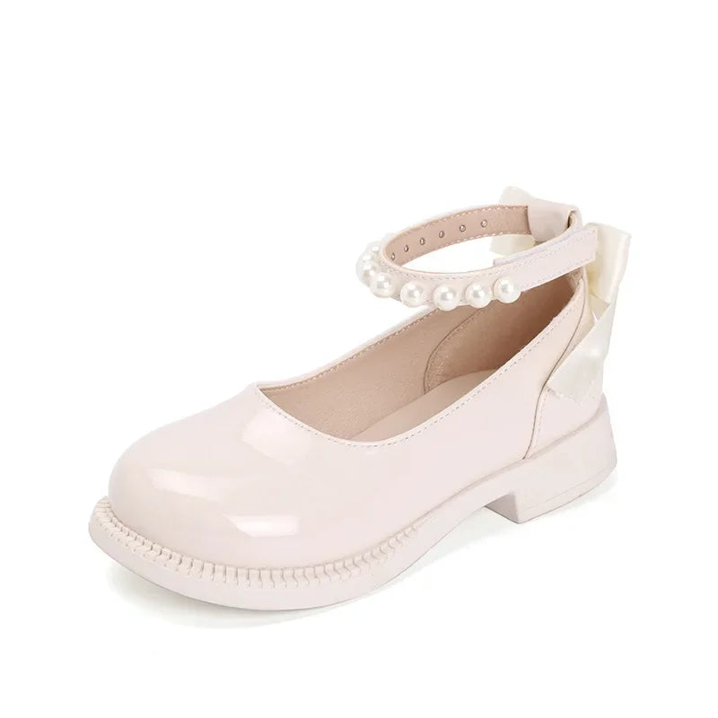 Spring Autumn Girl Glossy Leather Shoes Fashion Children Princess Causal Dress Flats Sweet Bowtie Kids School Mary Jane Shoes