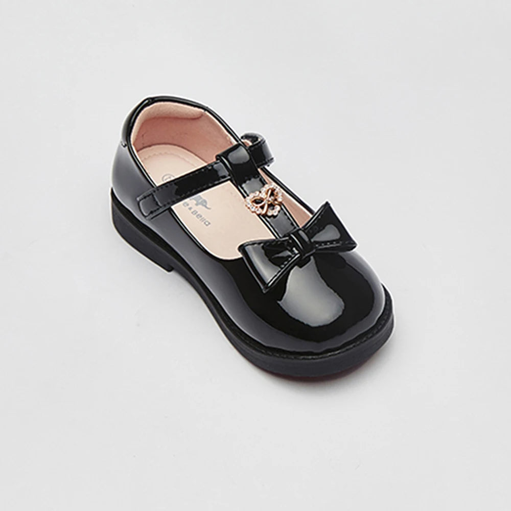 Dave Bella Girls' Leather Shoes Black Autumn New Collection Children's Princess Shoes Soft Academy Style Party DB3252588