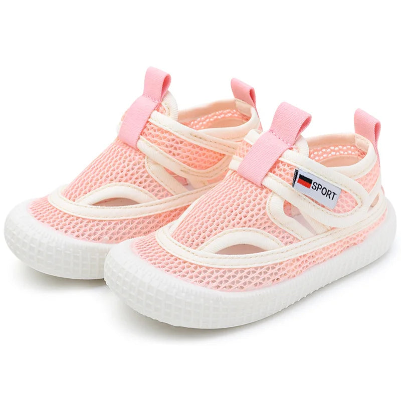 Kids Sandals Children Summer Shoes Boys Girls Half Sandals Cut-outs Hollow Fashion Toe-capped Candy Color Soft Breathable 21-30