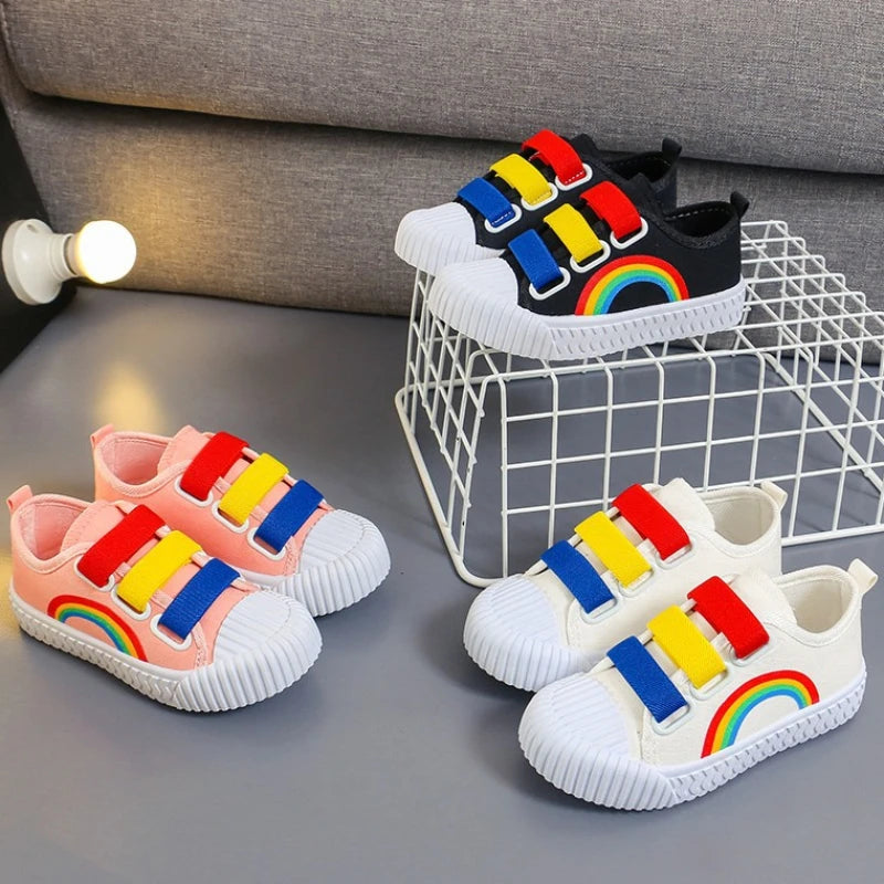 2024 New Boys and Girls Canvas Fashion Hook Children's Casual Shoes Soft Bottom Toddler Walking Shoes Anti-slip School Shoes