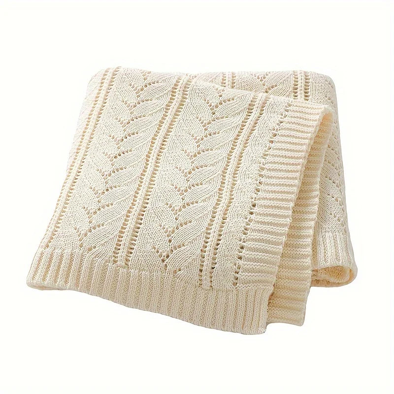 Soft Water Blue Pink Baby Blanket Pure Cotton Knitted Newborn Throw Solid Color Breathable Swaddle Blanket for Boys Girls Outing