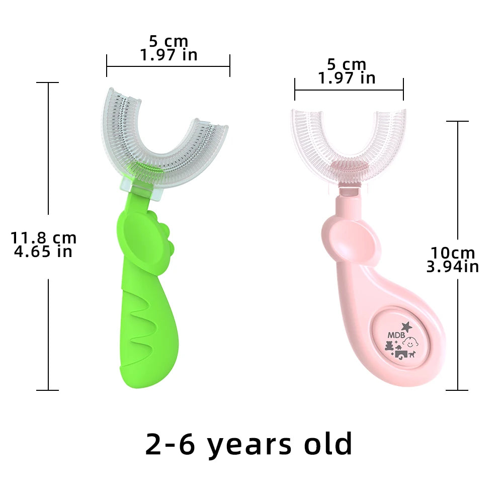2-6 Years Baby 360 Degree U-shaped Oral Care Cleaning Silicone Soft Toothbrush Cartoon Cute Children's Toothbrush