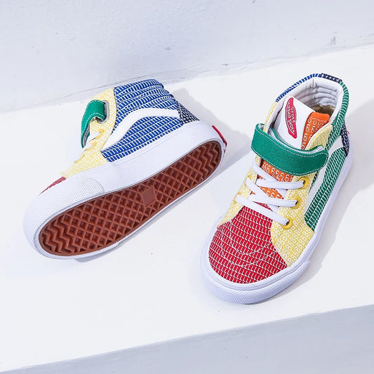 2207 Spring and Autumn Colored Breathable Children's Canvas Shoes Fashion Versatile Board Shoes Korean Edition Children's Shoes