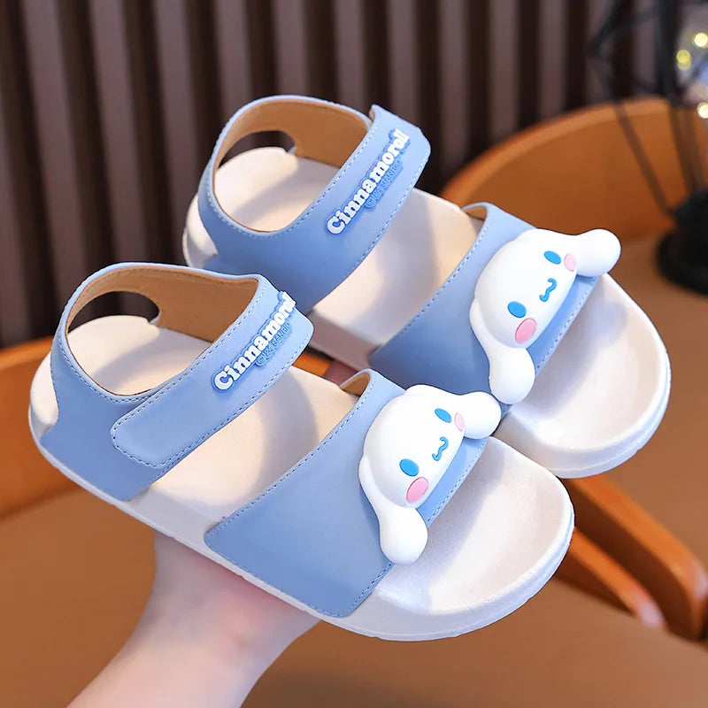 Sanrio KIds’ Sandals Lightweight Outdoor Anti-Slip Sandals For Boys Girls Beach Kuromi Wear-Resistant EVA Sole With Hook & Loop