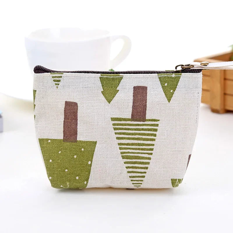 Women Canvas Coin Purse Card Key Mini Purses Pouch Girl Kids Children Cute Small Zipper Coin Purse Card Holder Wallet Bag Case