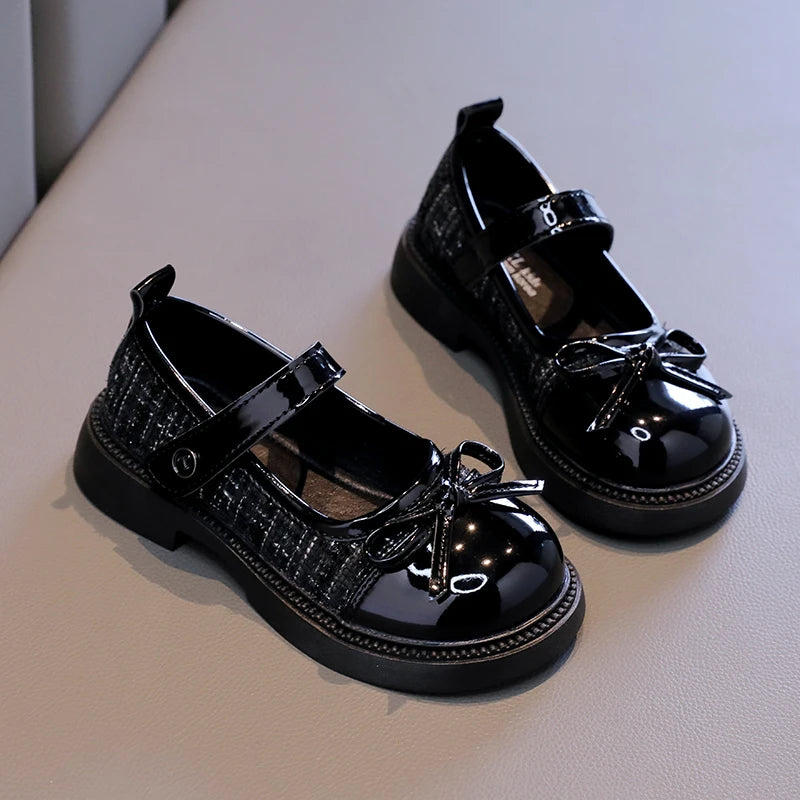 Spring and Autumn Children's Shoes with Bow Versatile Girls Fashion Mary Jane Shoes Casual Patchwork Children's Princess Shoes