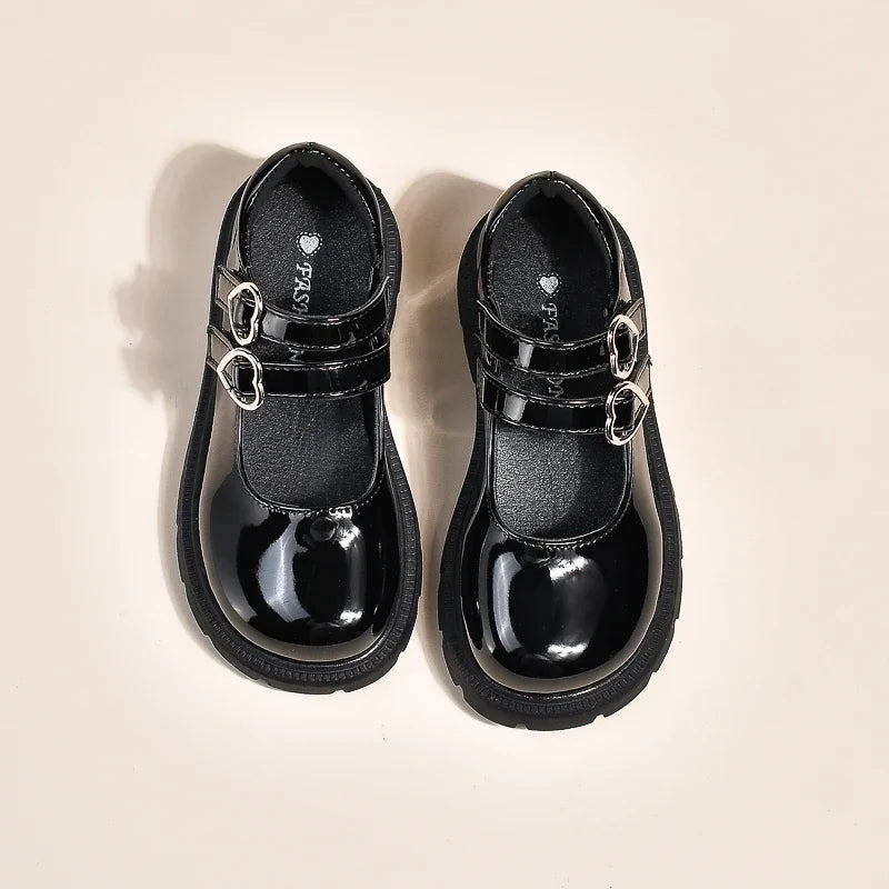 Girls' Leather Mary Jane Shoes – Glossy & Matte Dress Shoes for Parties, Weddings, and Performances – Princess Style for Big Kids