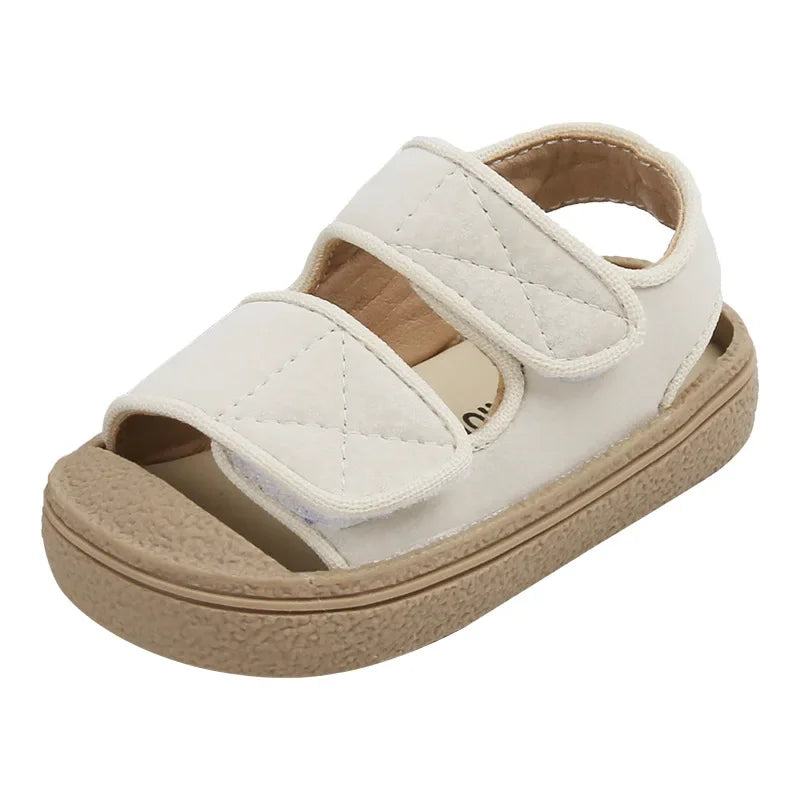 12-16cm Brand Girl's Summer Soft Closed-Toe Sandals,Solid Outdoor Casual Sandals For 0-3years Toddler Boys,Baby Beach Sandals