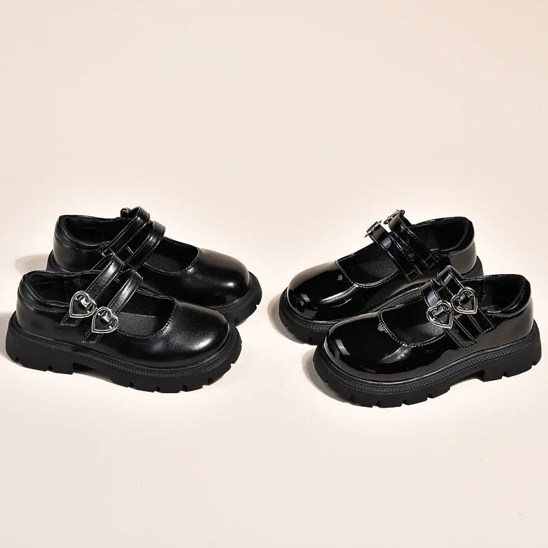 Girls' Leather Mary Jane Shoes – Glossy & Matte Dress Shoes for Parties, Weddings, and Performances – Princess Style for Big Kids